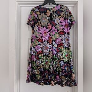 London Times Black and Purple Sequin Dress